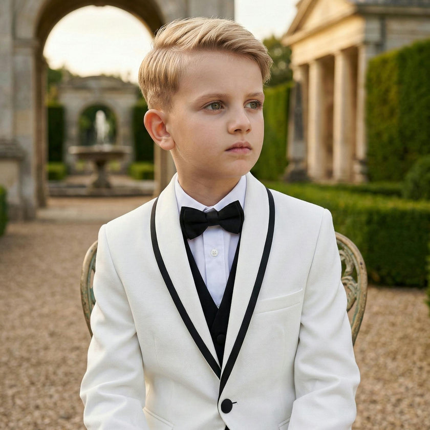 White Suit Set with Black Accents
