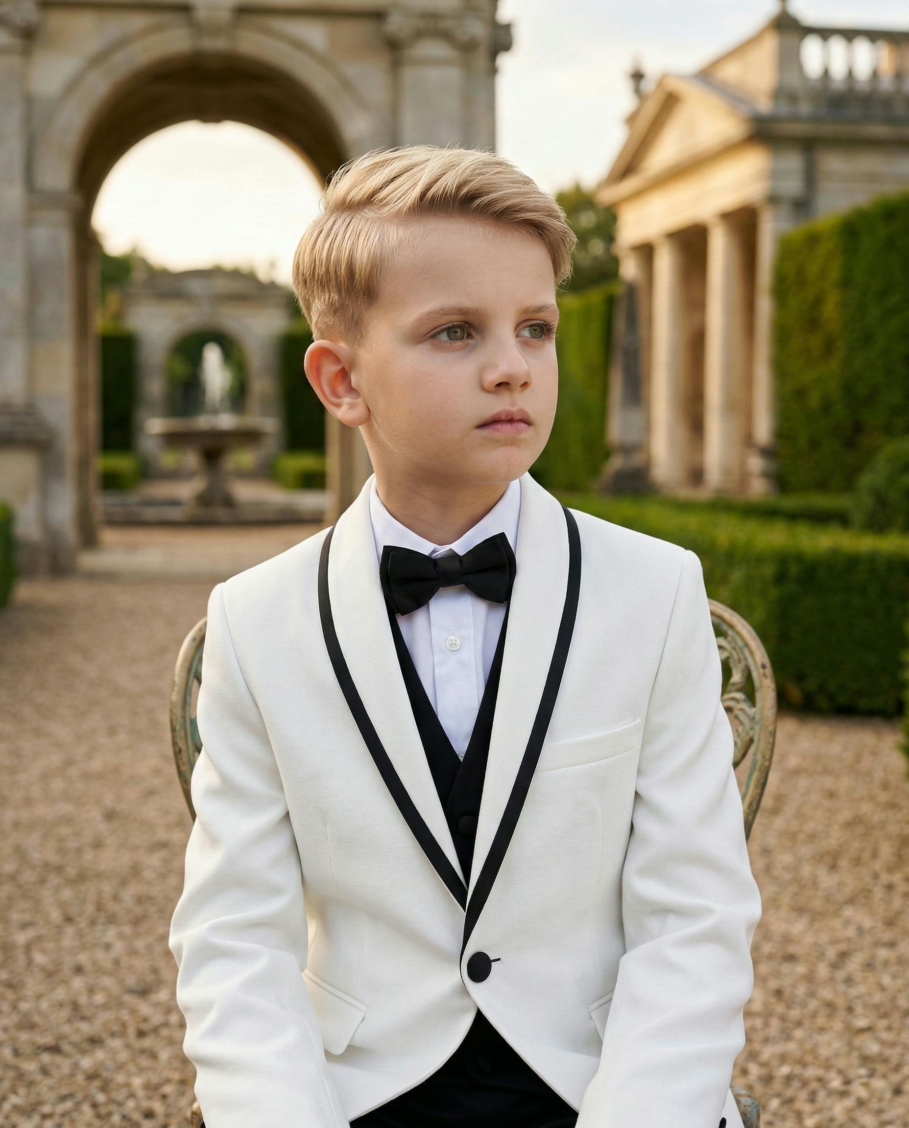 White Suit Set with Black Accents