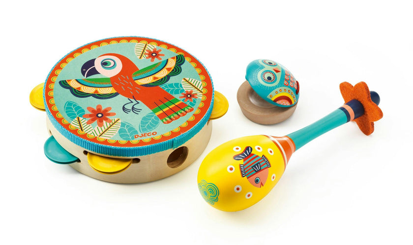 Animambo 3 Pc Set Tambourine - Maracas - Castanet