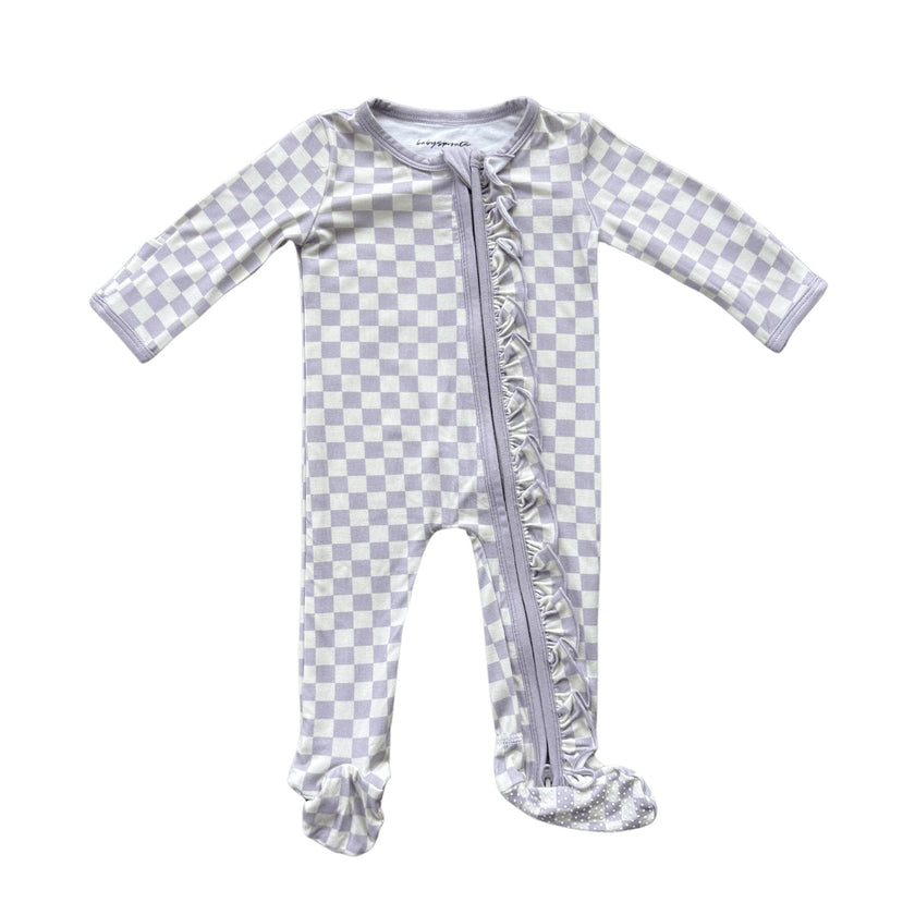 Footie Romper Lavender Cloud Checkered
