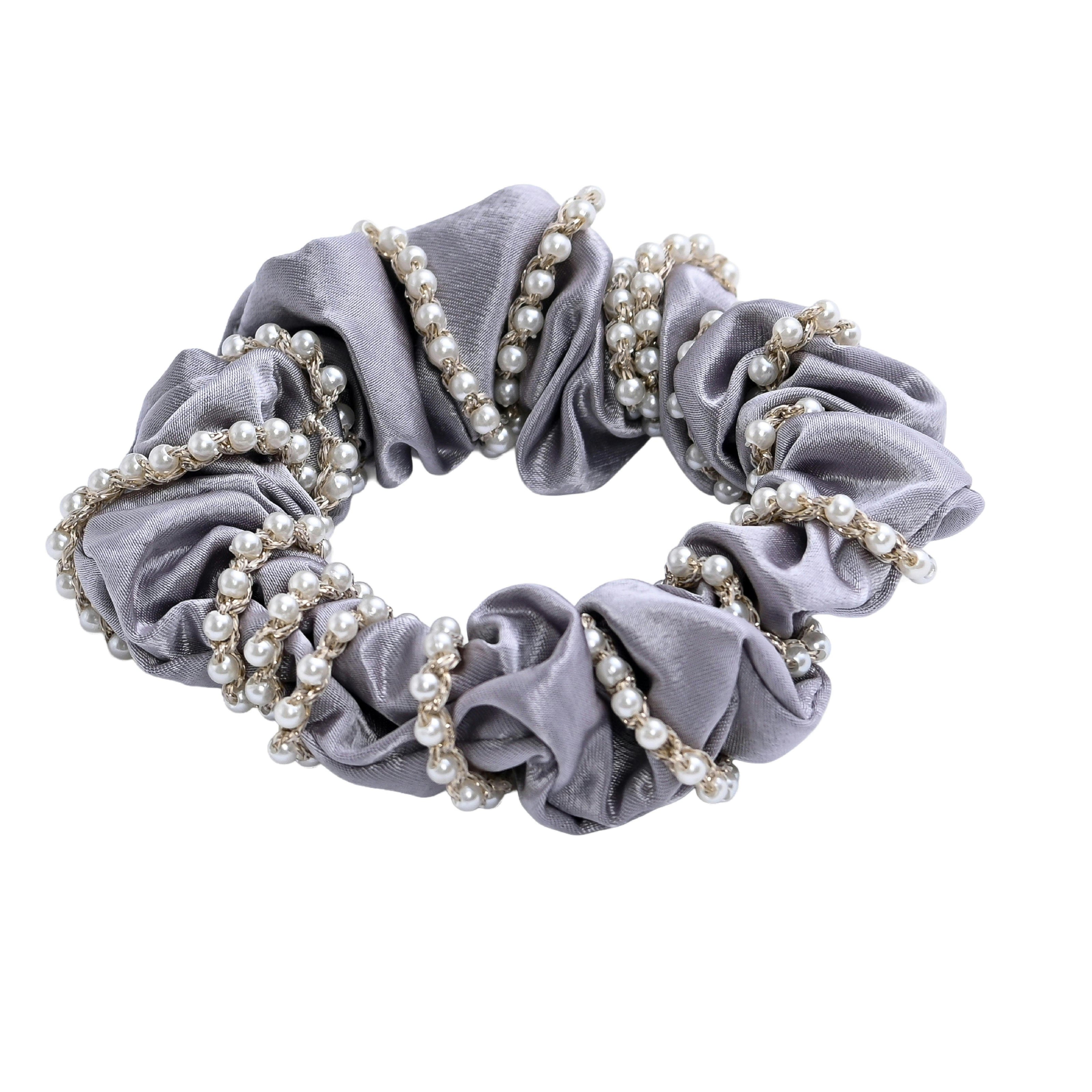 Pearl Accent Scrunchie Set
