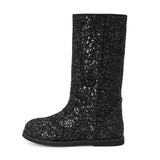 Ann Glitter Straight High Boots