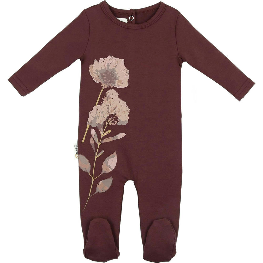 Watercolor Floral Round Neck Long Sleeve Footie