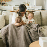 Cotton Muslin Quilted Throw - Mocha