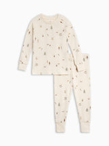 2 Piece Long Sleeve Jammie Set Basket / Cranberry