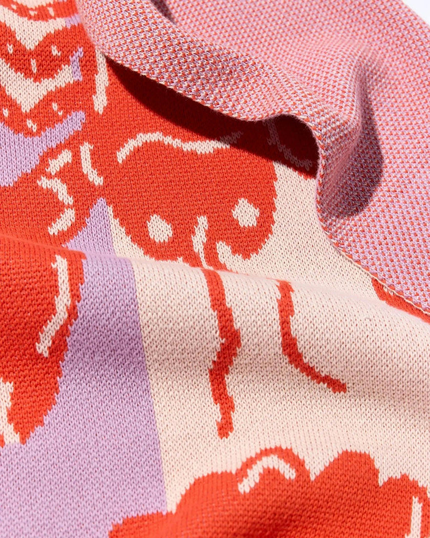 Lobster Tile Knit Blanket