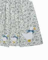 Baby Cord Ditsy Floral Duck Pinafore in Blue