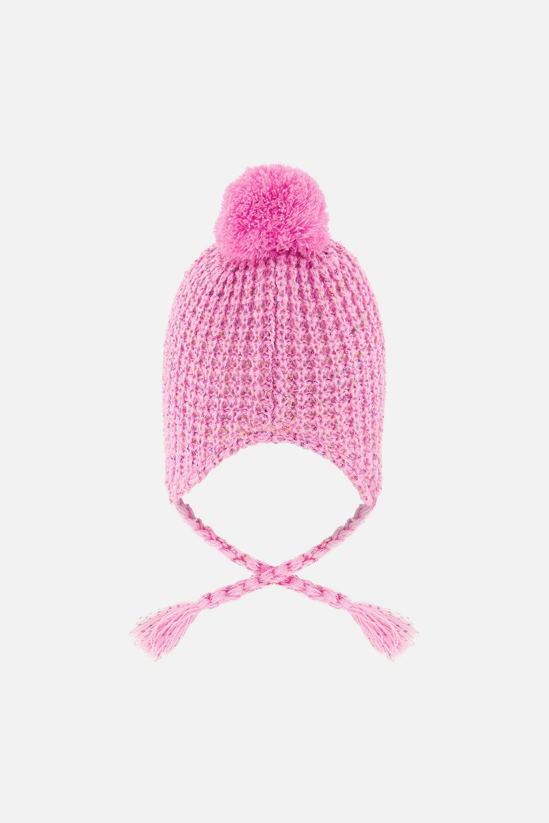 Baby Winter Peruvian Knit Hat with Pompom Pink