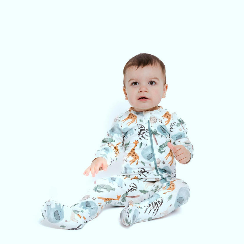 Zipped Long Sleeve Footed Onesie