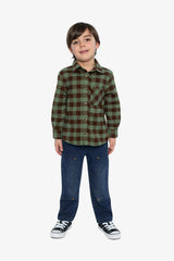 Brushed Flannel Shirt Green And Brown Plaid