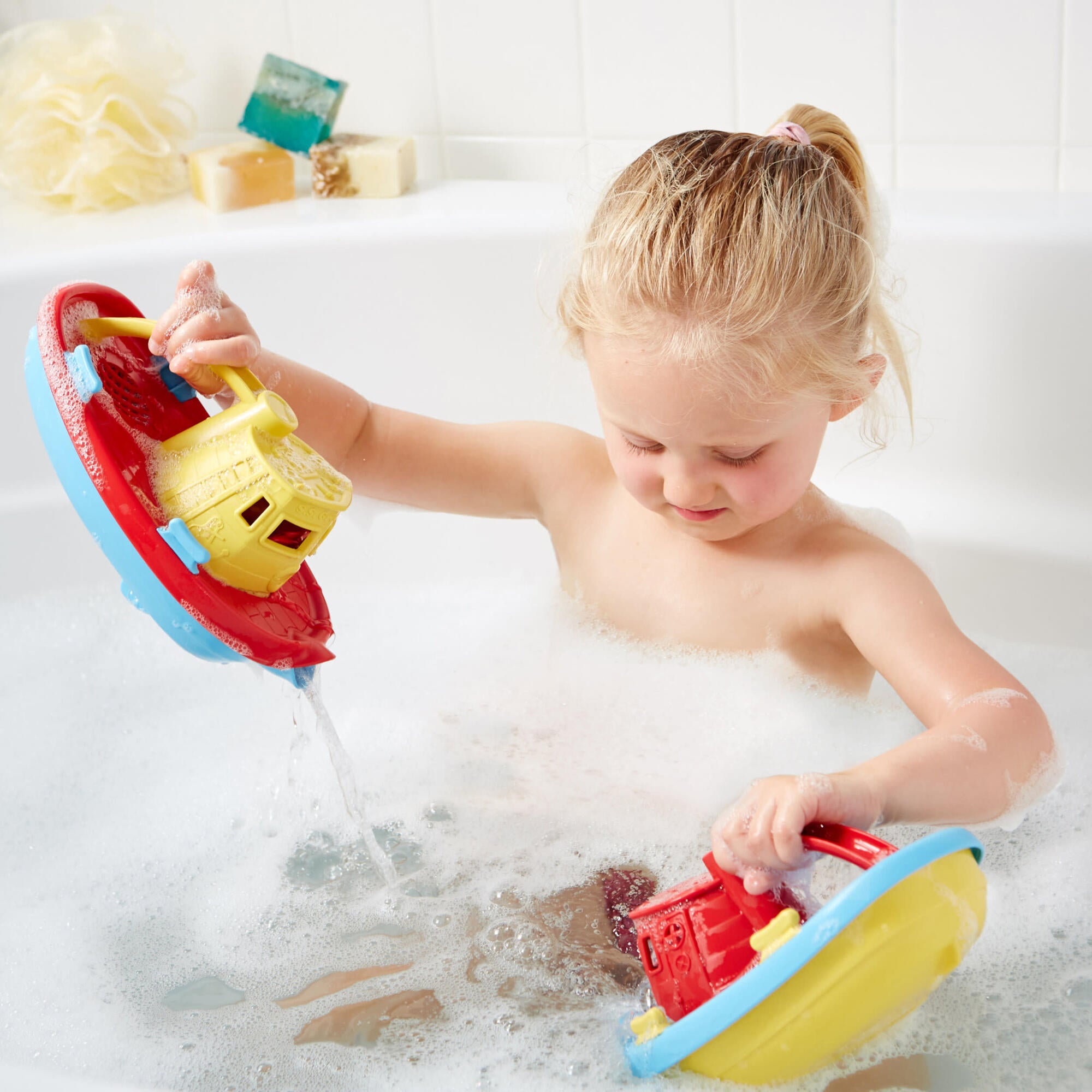 Green Toys: My First Tugboat - Yellow Top Bathtime Play Toy