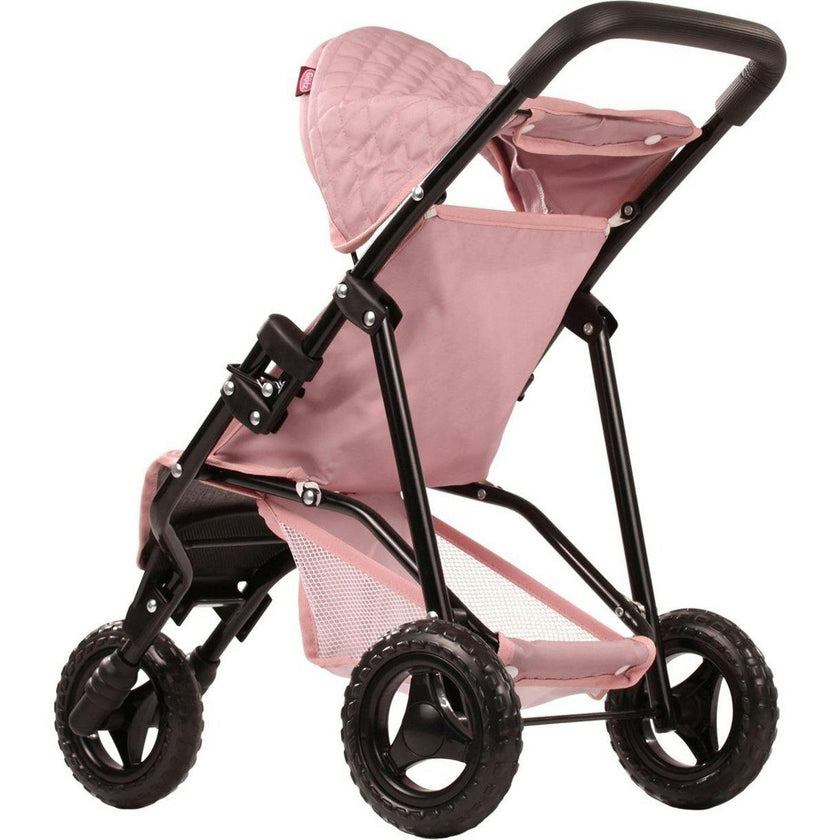 Gotz 3‑Wheel Doll Buggy “Soft Mood” – Compact Grey‑Pink Doll Stroller with Sunshade