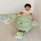 Handcrafted- Dinosaur Storage Basket Mint Green (Large) - Rattan Wicker