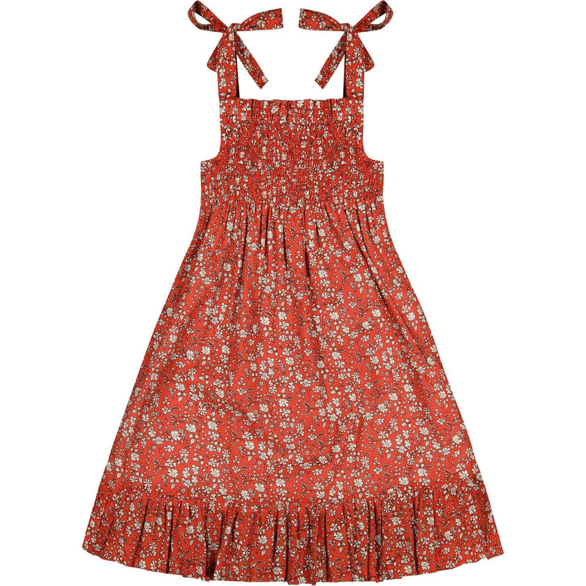 India Shoulder Tie Sundress Red Floral