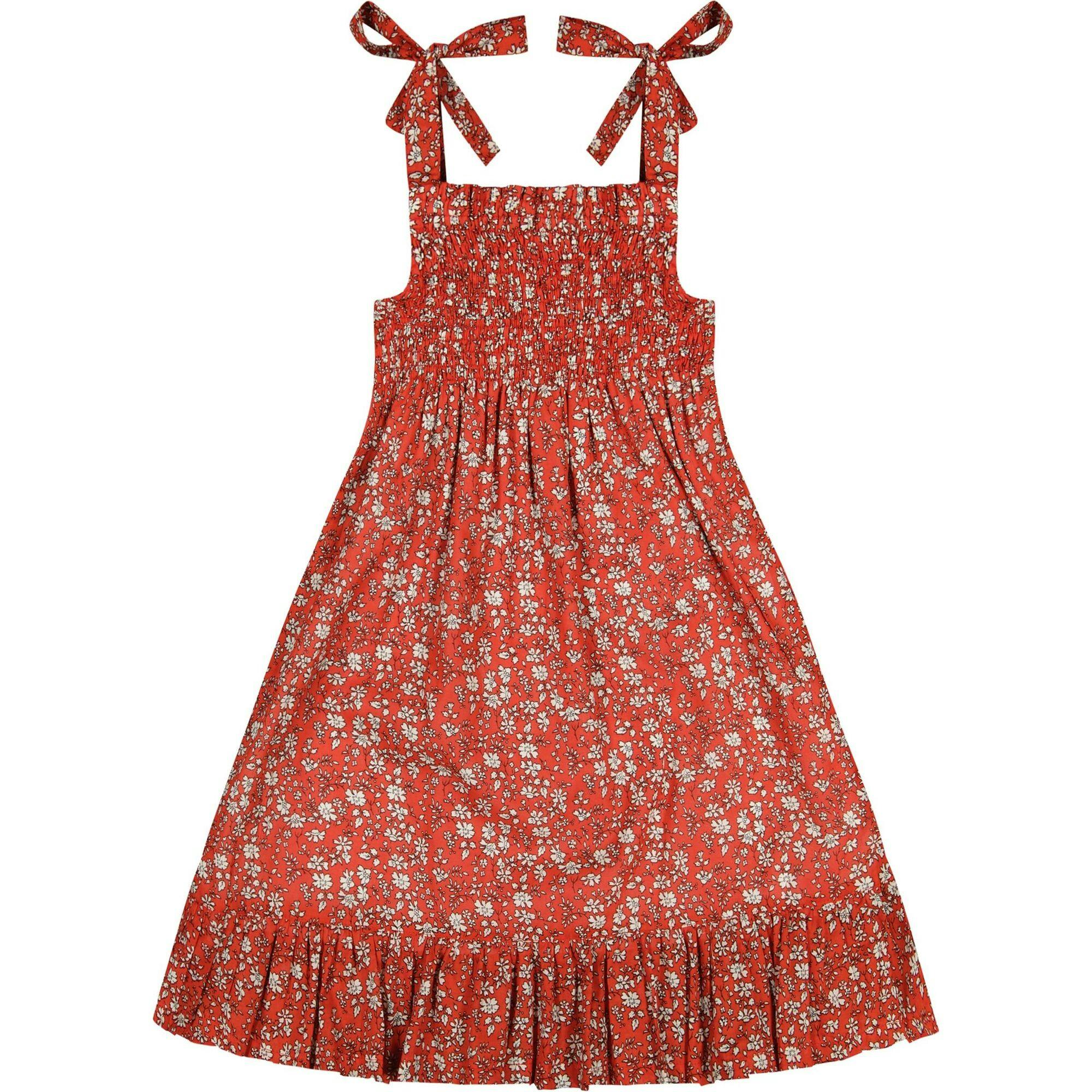India Shoulder Tie Sundress Red Floral