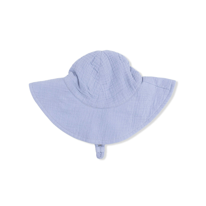 Solid Muslin Blue Blizzard - Wide Brim Sun Hat