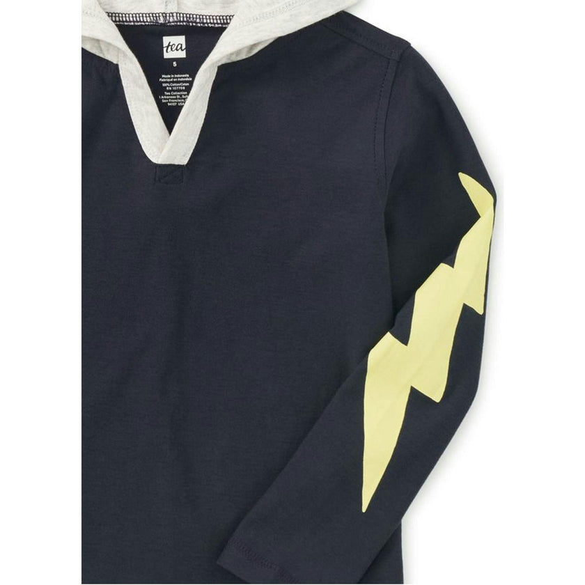 Bolt Sleeves Happy Hoodie, Blue