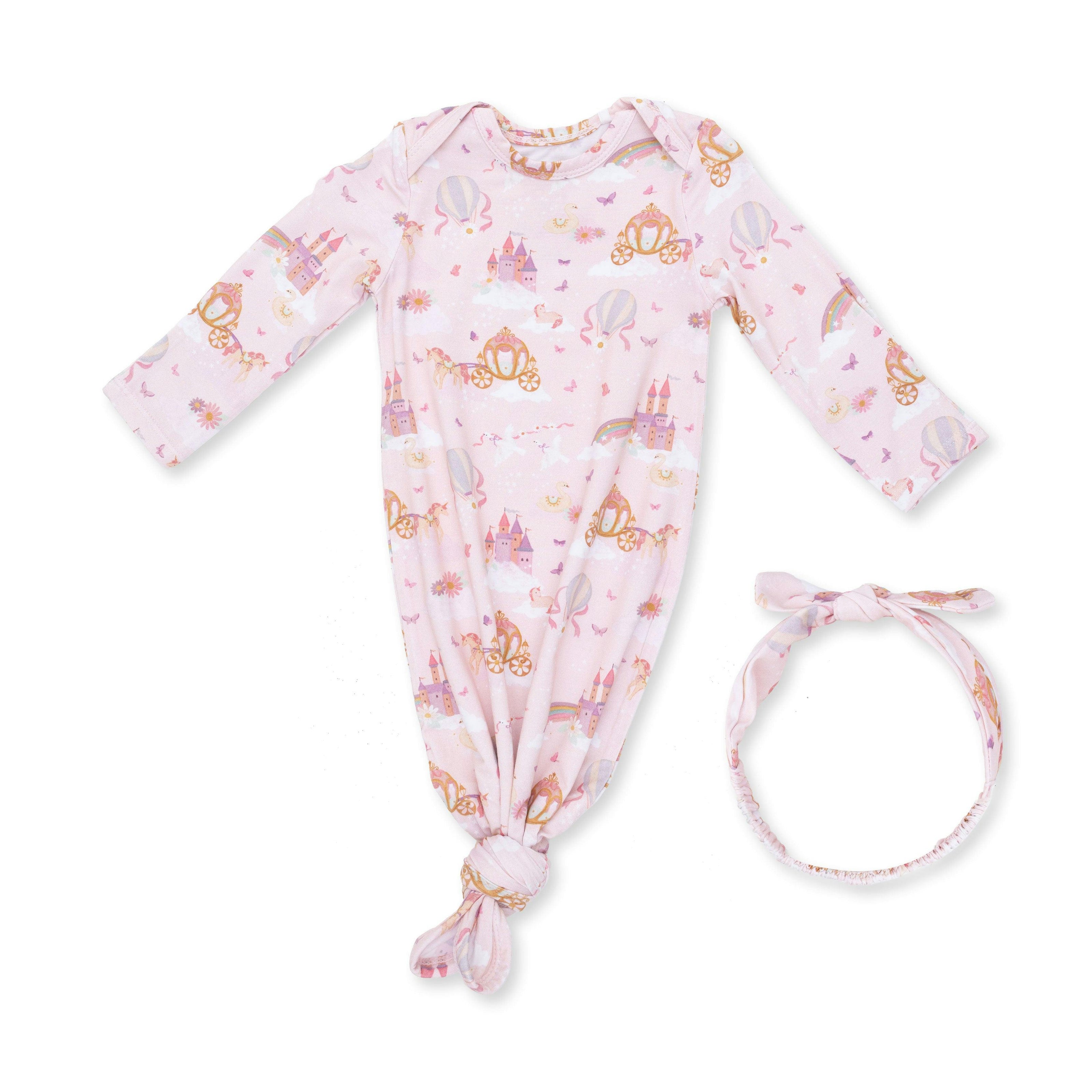 Princess Unicorns and Castle - Knotted Gown and Knot Headband