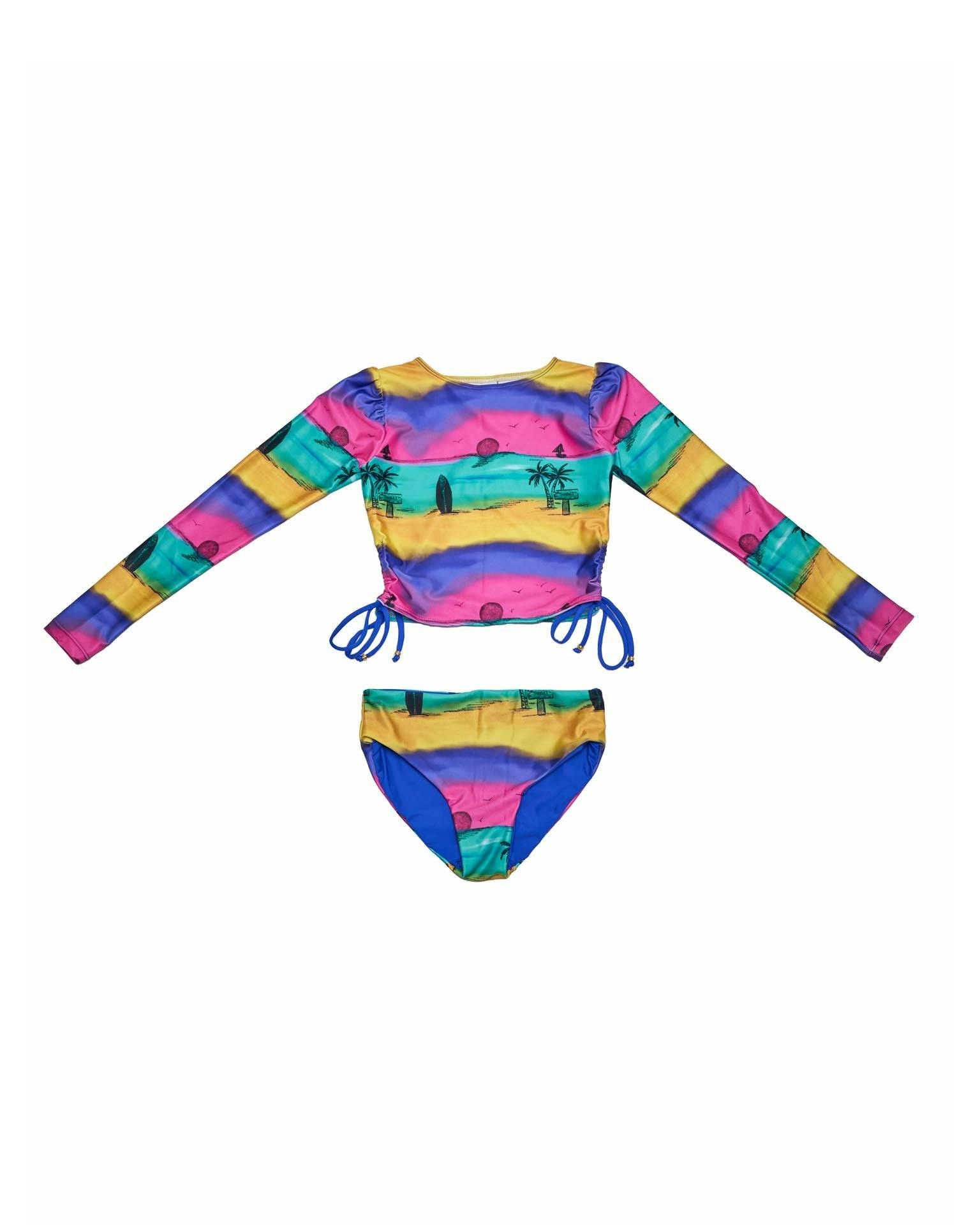 Girls Bikini Set (Side Tie Top & Reversible Bottoms) – Camp Cove