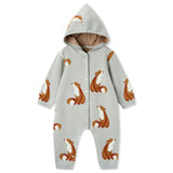 Knitted Birdseye Jacquard Hooded Jumpsuit