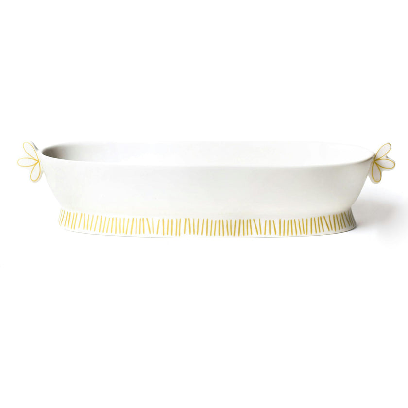 Deco Gold Scallop Handled Oval Bowl