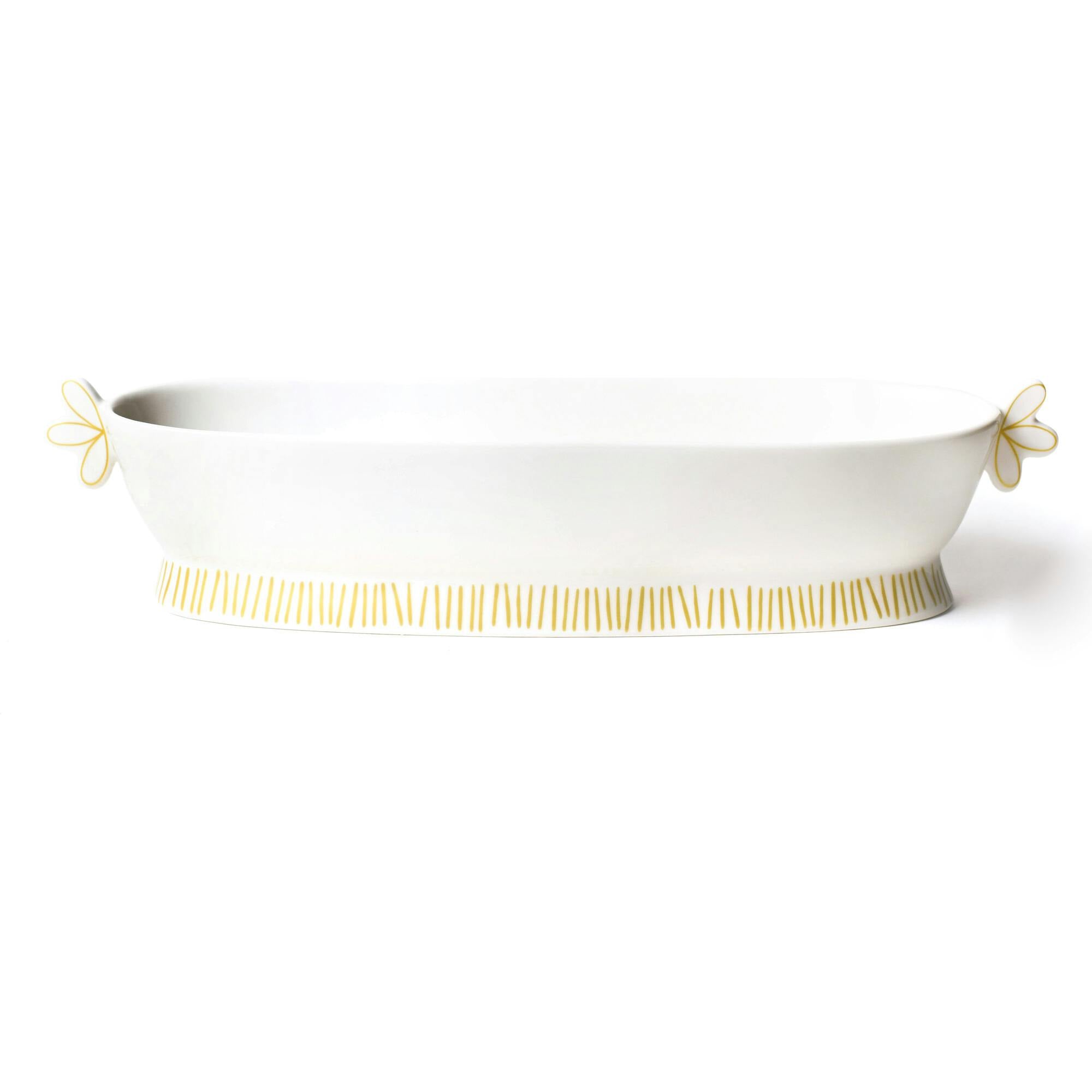 Deco Gold Scallop Handled Oval Bowl