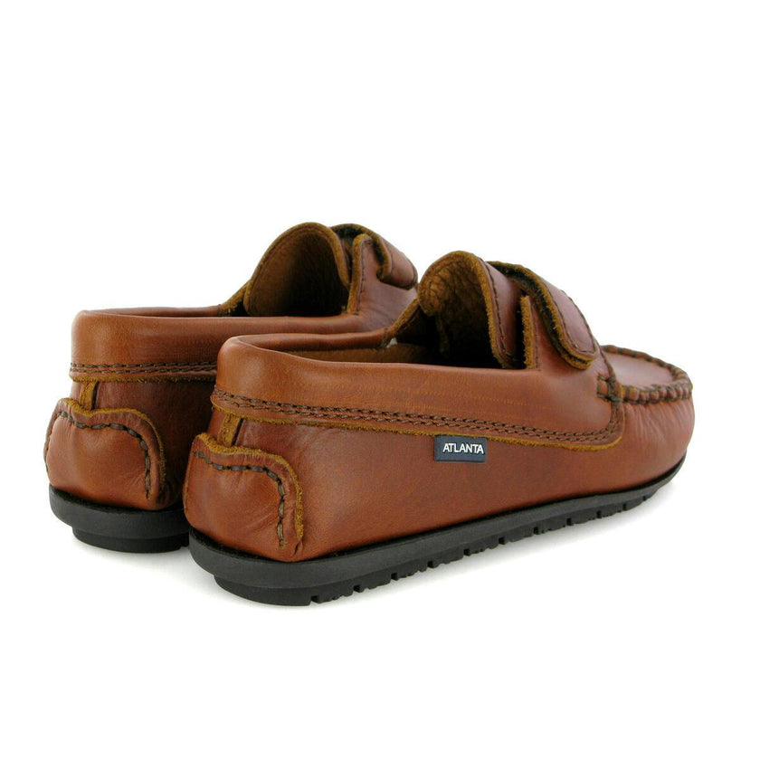 Strap In Pull Up Leather Moccasins, Camel