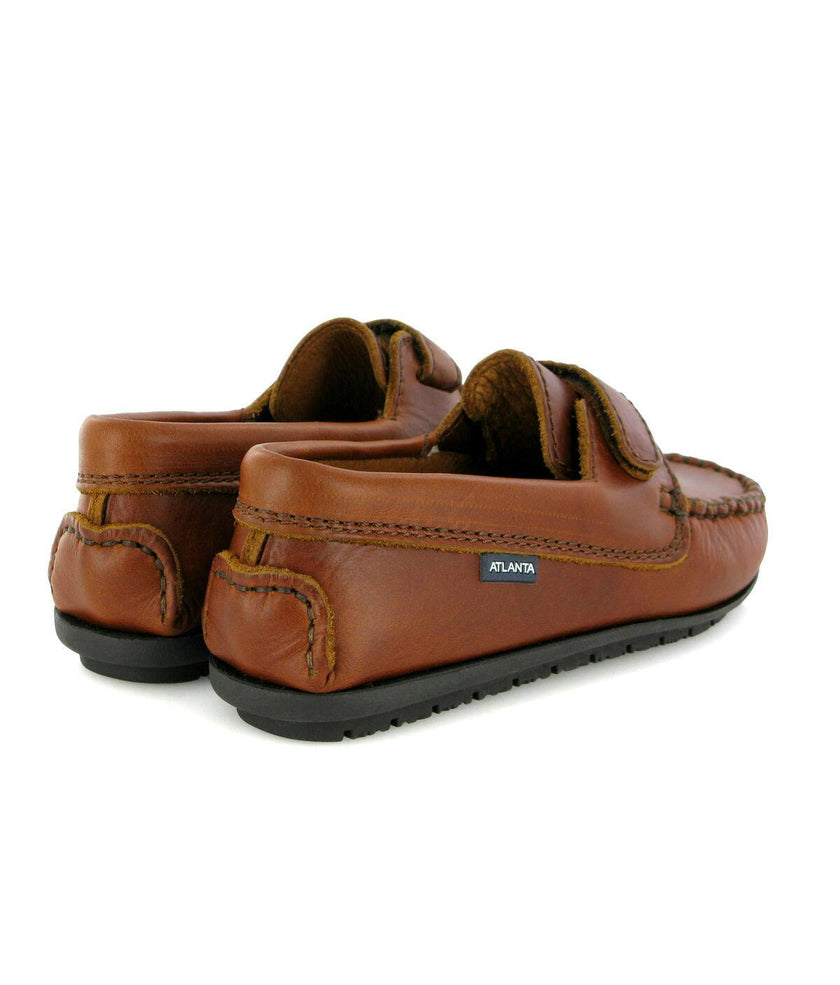 Strap In Pull Up Leather Moccasins, Camel