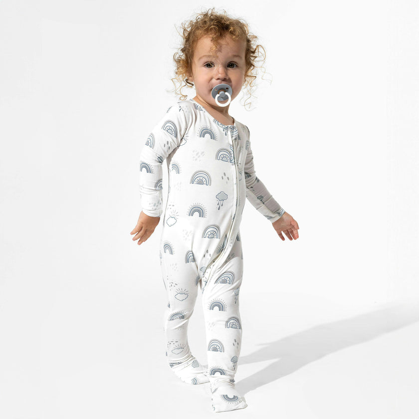 Grey Rainbows Bamboo Convertible Footie