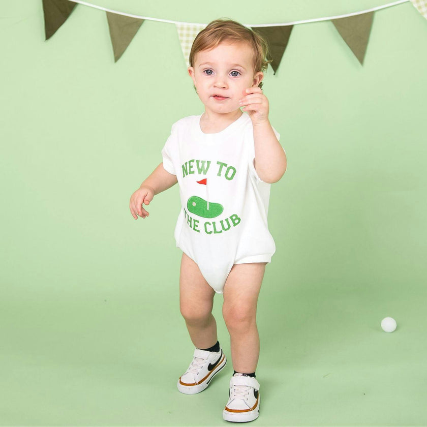 New To The Club Patch Short Sleeve Romper - White