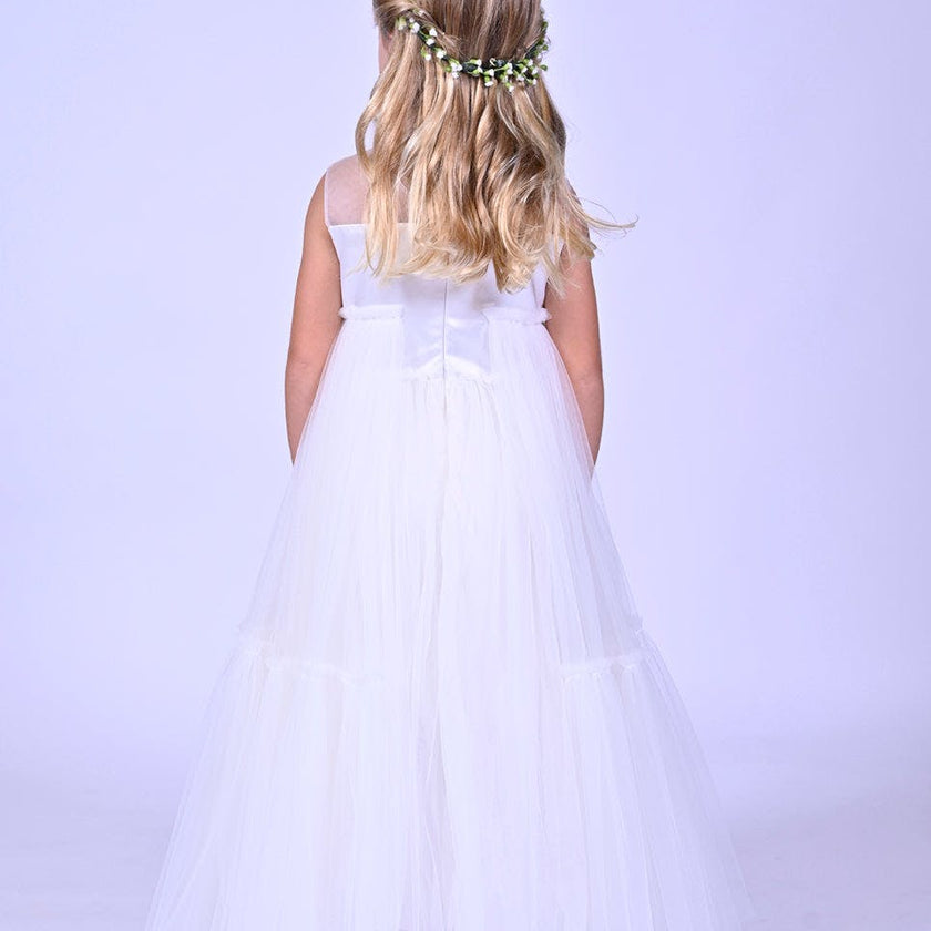 White Embroidered Tulle Dress