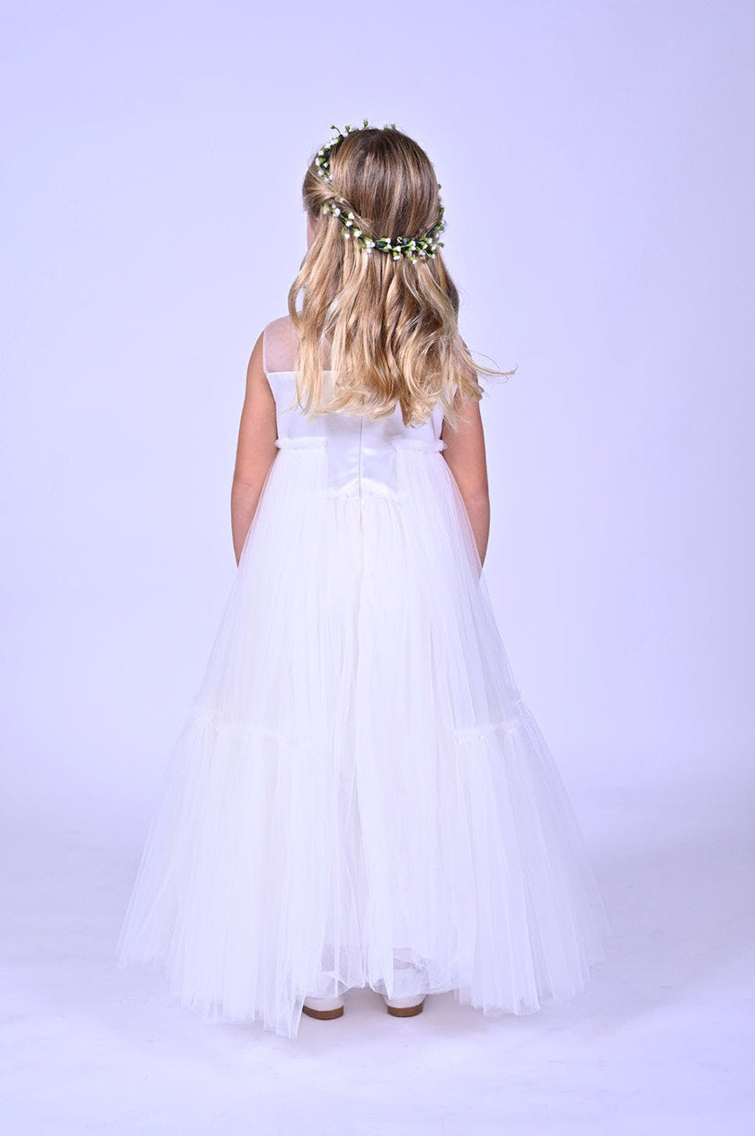 White Embroidered Tulle Dress