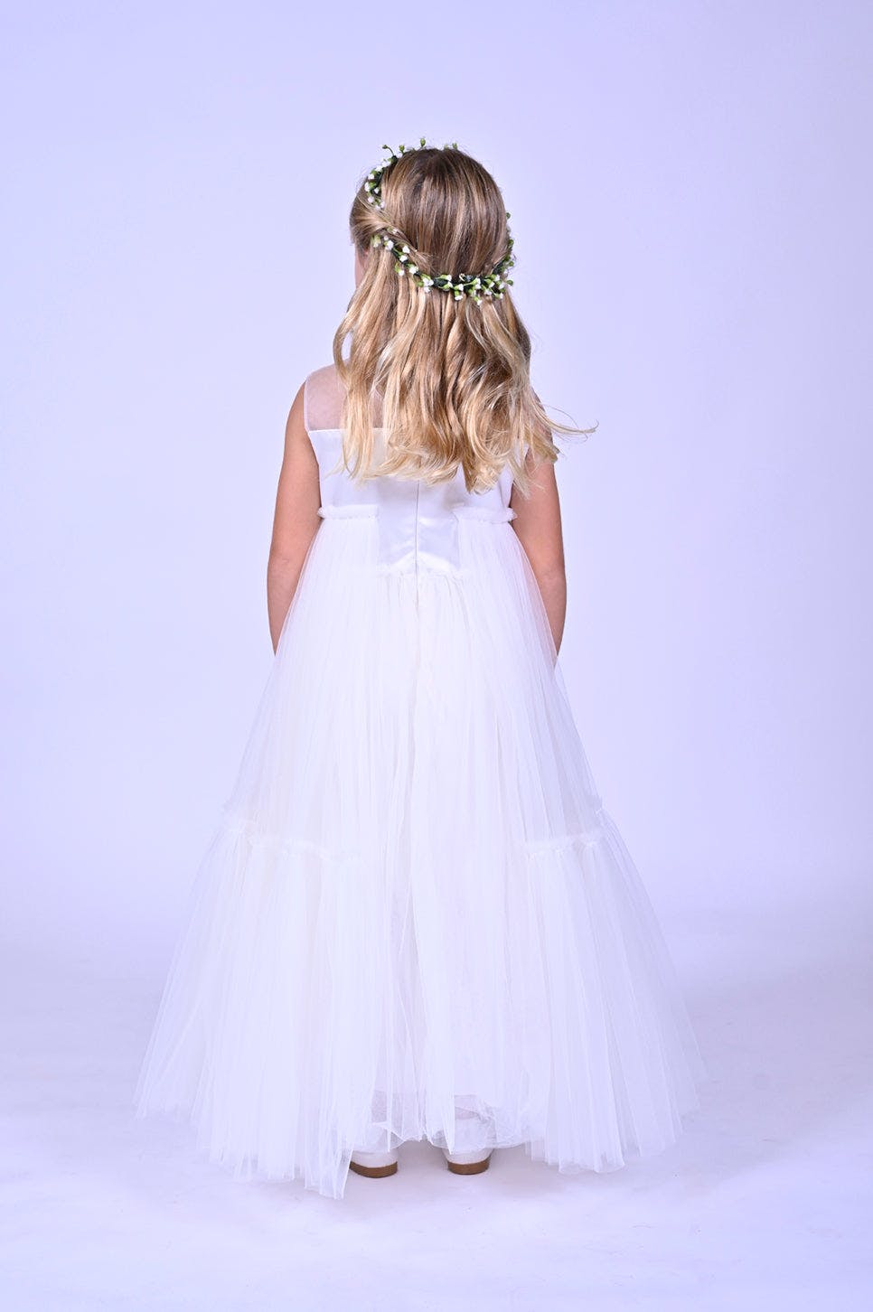 White Embroidered Tulle Dress