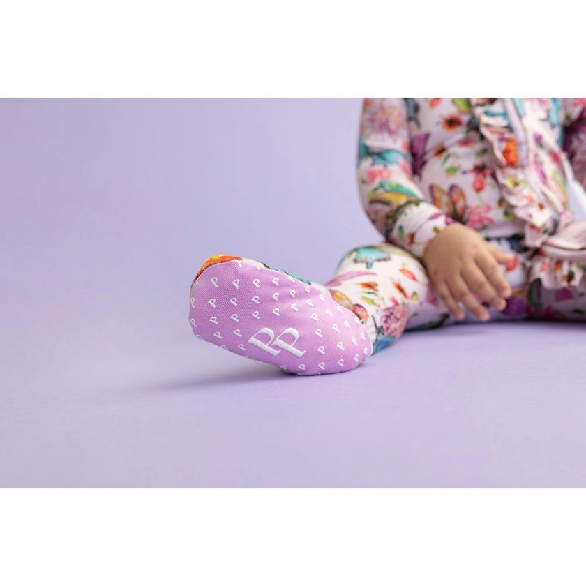 Watercolor Butterfly Footie Ruffled Zippered One Piece