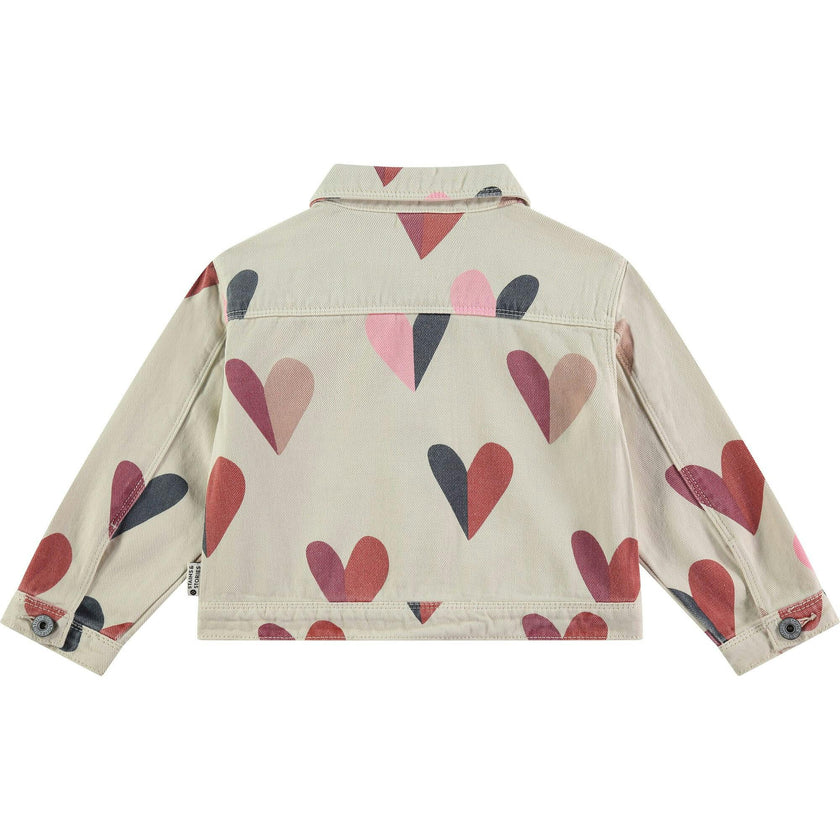 All-Over Heart Cropped Jean Jacket