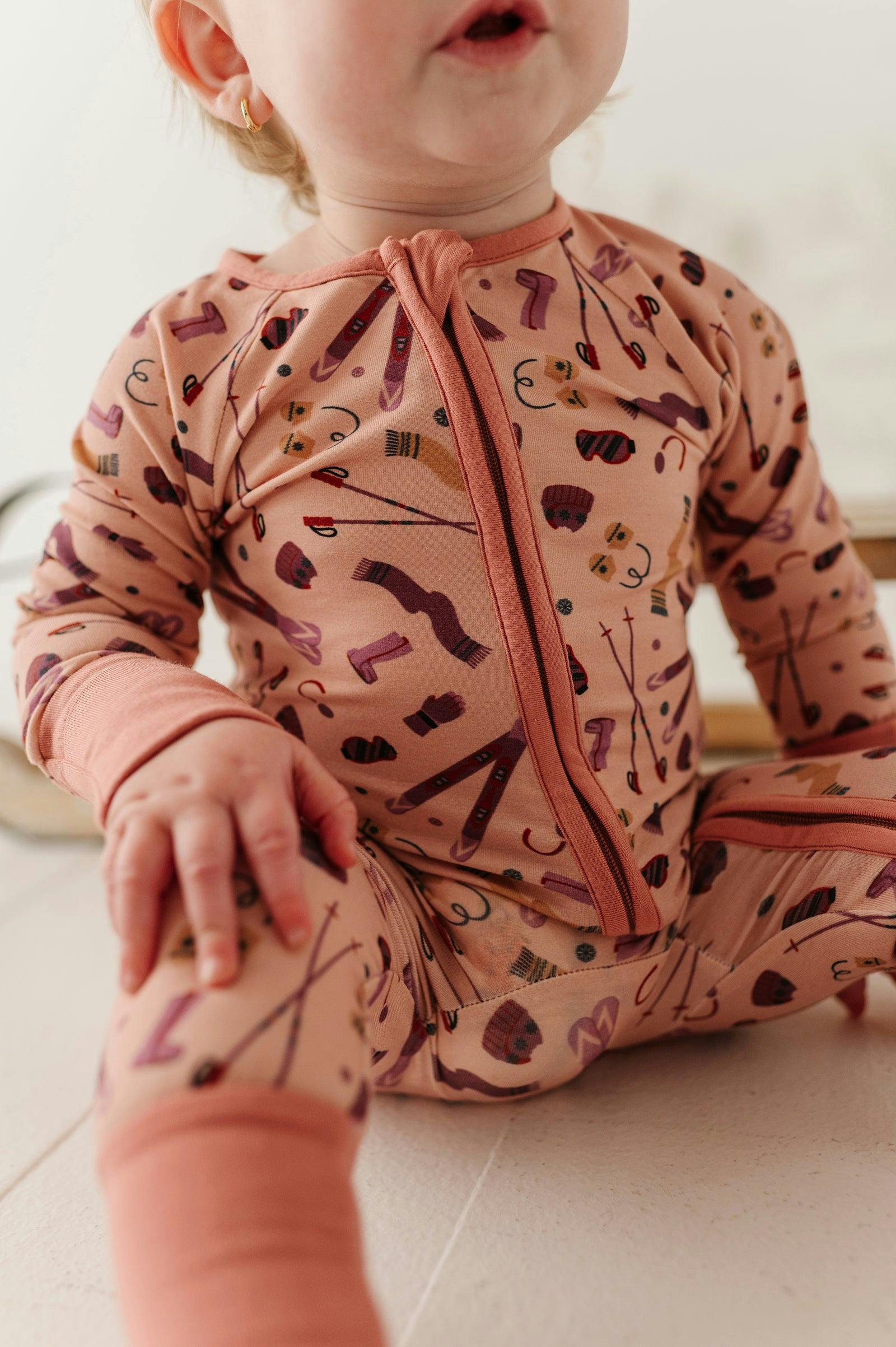 Baby Girl Long Sleeve Zip Romper in Girls Ski