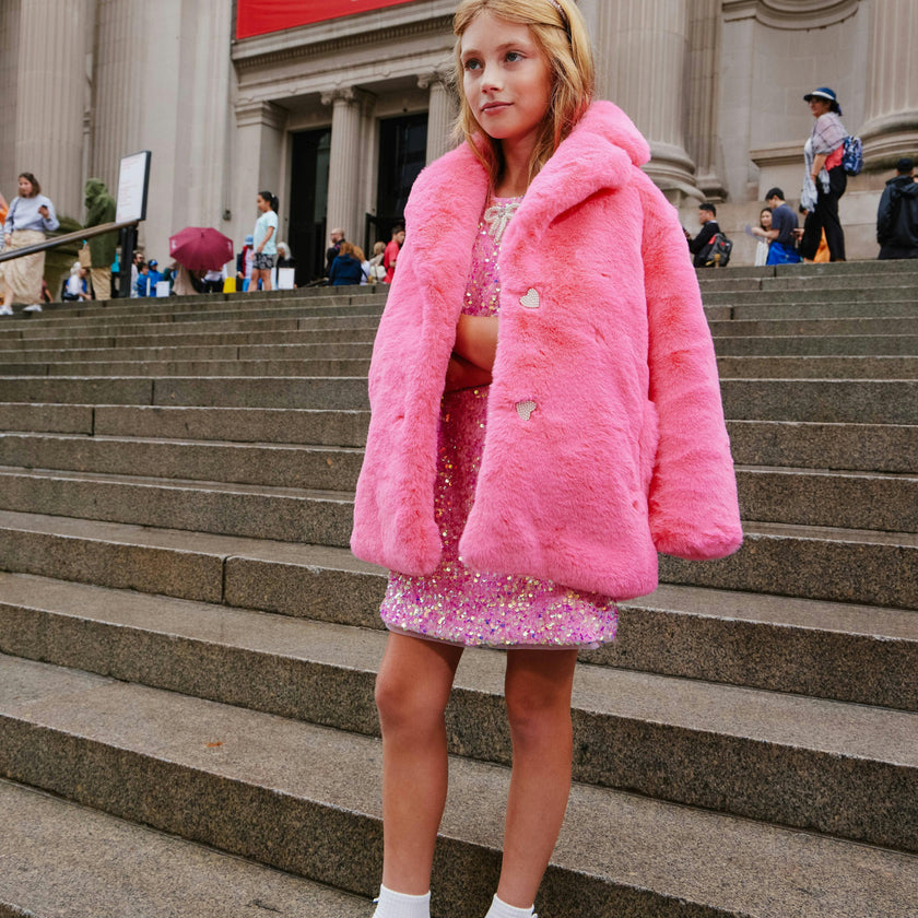 Hot Pink Faux Fur Coat