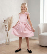 Fenicia Girl Dress, Pink, French Sateen Fluid