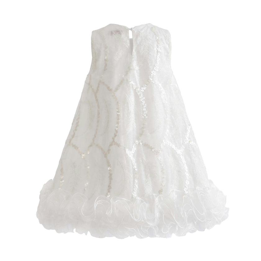White Fiora Ruffle Sequin Dress