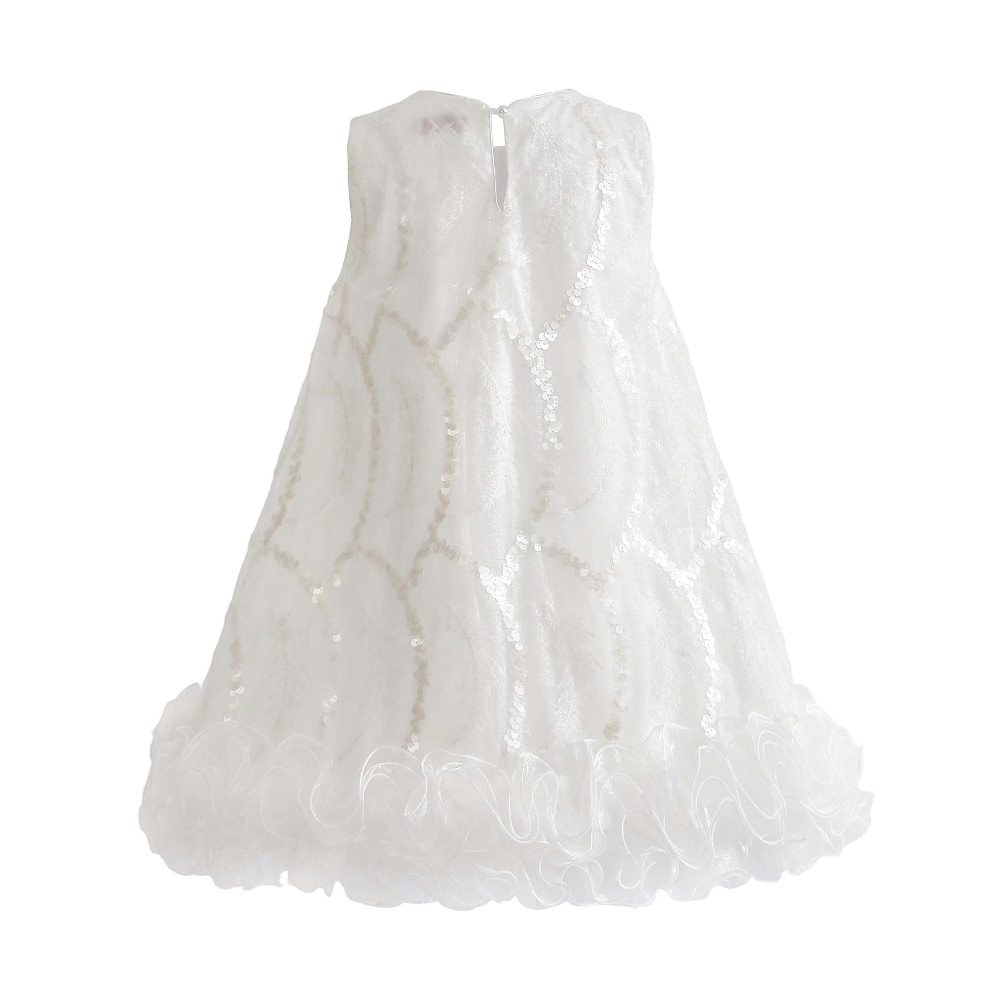 White Fiora Ruffle Sequin Dress