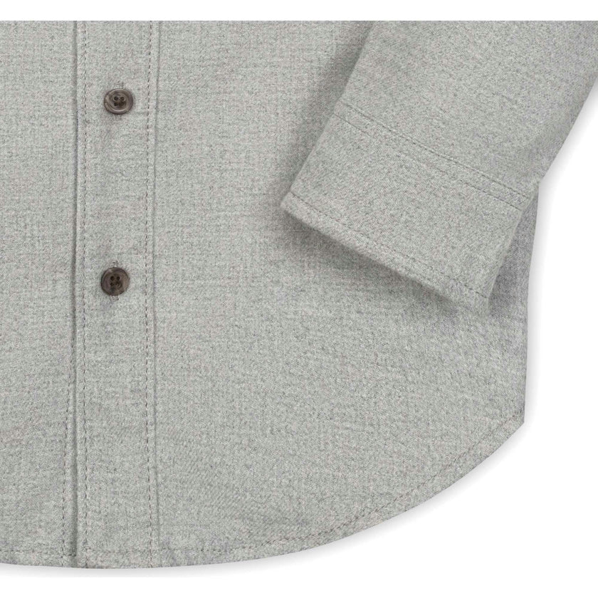Organic Long Sleeve Flannel Button Down Shirt with Elbow Patches, Grey