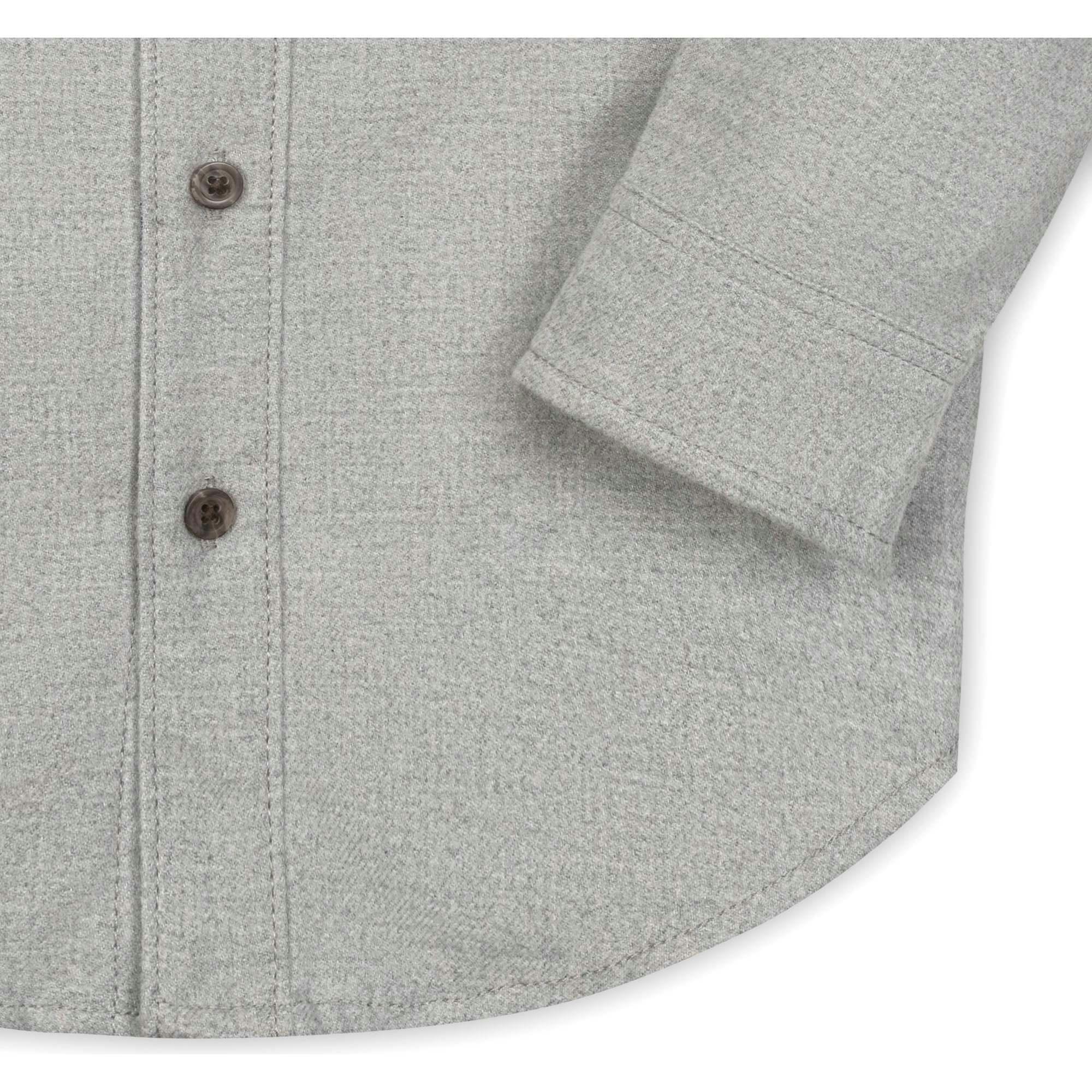 Organic Long Sleeve Flannel Button Down Shirt with Elbow Patches, Grey