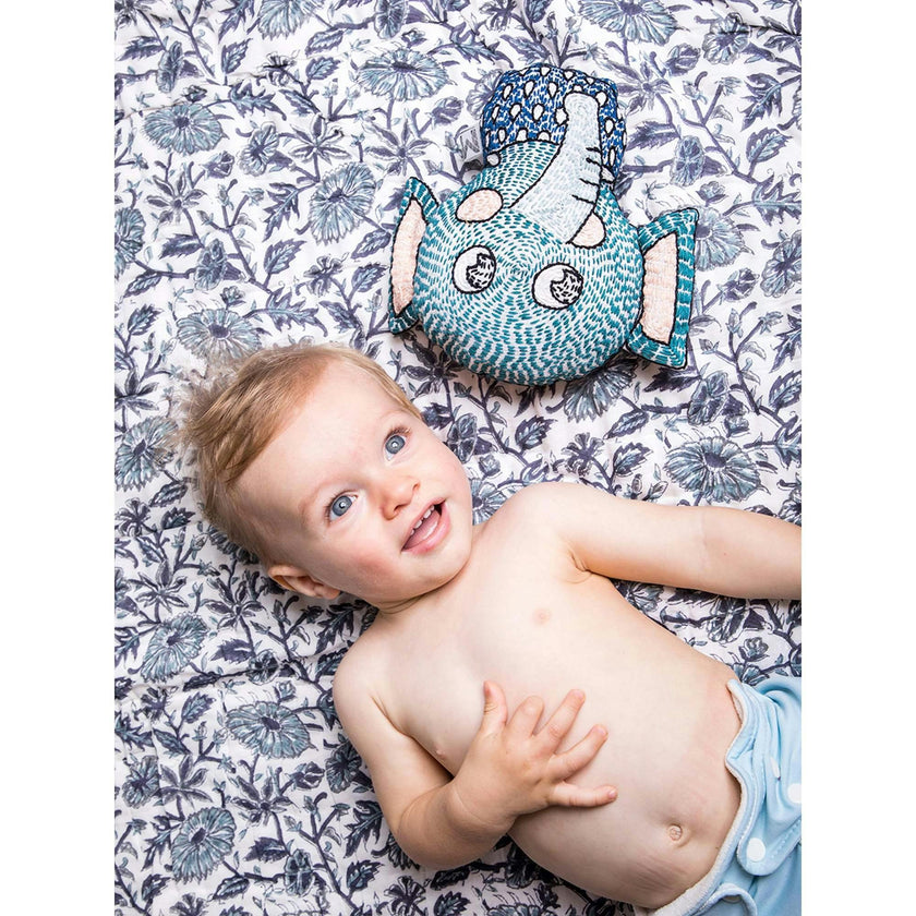 Block-Printed Cotton Crib Quilt