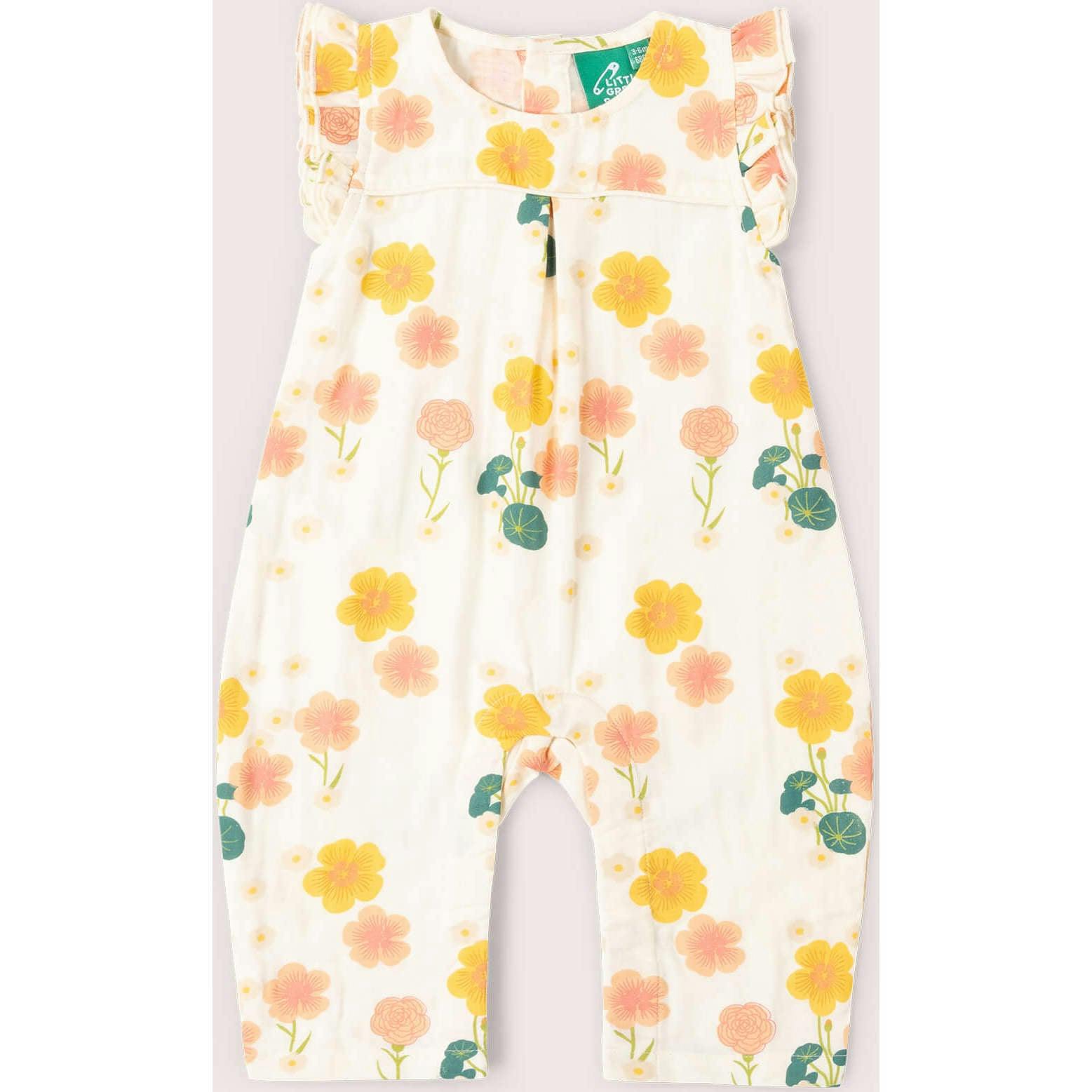 Flora Frill Summer Romper, Cream