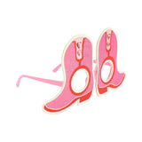 Packed Party Better in Boots Pink Glitter Cowboy Boot Novelty Party Glasses - Glitter Felt Boot Shape with Jewel Heart Details, One Size Fits All