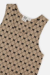 Jumper Beige Bow Tie Print