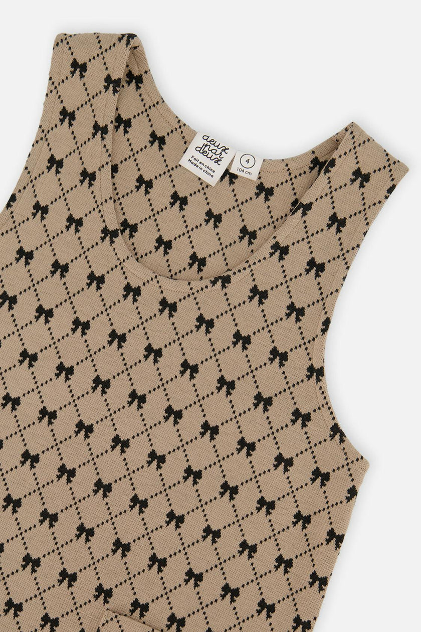 Jumper Beige Bow Tie Print