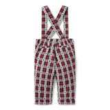 Baby Tree Tartan Suspender Pant, red