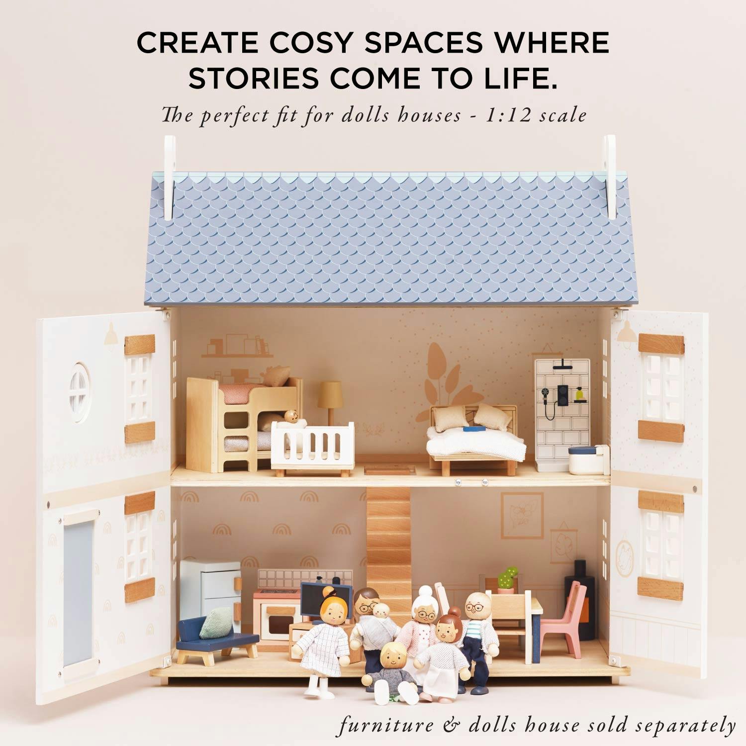 Wooden Dolls House Family