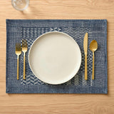 Artisan Hand Loomed Placemat - Indigo Blocks - 14" x 19"- Set of 4